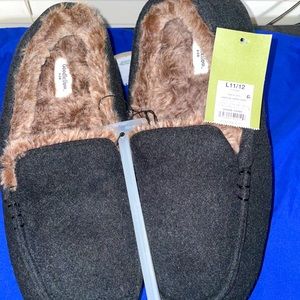 Goodfellow & Co Men's Slippers, Size:L/G (11/12), Color:Dark Grey and Brown